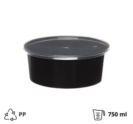 Posuda za supu PP 750 ml crna sa poklopcem