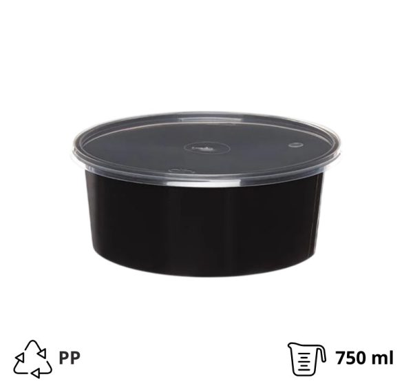 Posuda za supu PP 750 ml crna sa poklopcem
