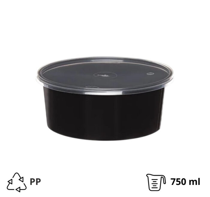 Posuda za supu PP 750 ml crna sa poklopcem