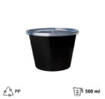 Posuda za supu PP 500 ml crna sa poklopcem