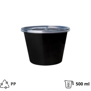 Posuda za supu PP 500 ml crna sa poklopcem