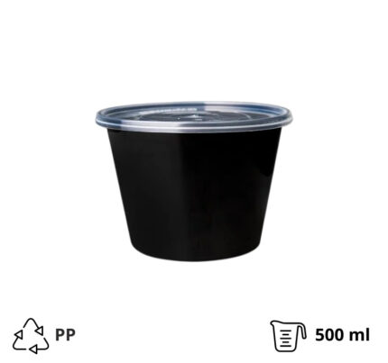 Posuda za supu PP 500 ml crna sa poklopcem