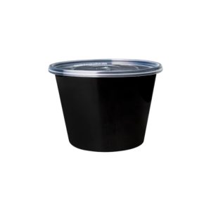Posuda za supu PP 500 ml crna sa poklopcem