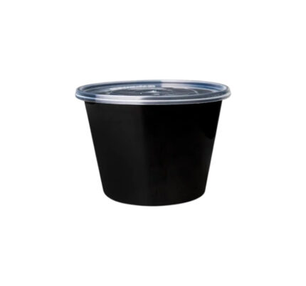 Posuda za supu PP 500 ml crna sa poklopcem