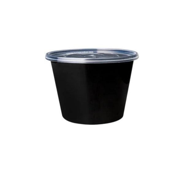 Posuda za supu PP 500 ml crna sa poklopcem