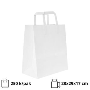 Papirna kesa sa plitkim ručkama 280х290х170 mm bela 250 kom