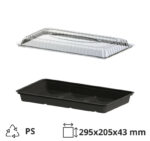 Posuda za suši sa poklopcem PS 295x205x43 mm crna, 200 kom (komplet)