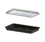 Posuda za suši sa poklopcem PS 295x205x43 mm crna, 200 kom (komplet)