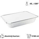 Aluminijumska posuda sa poklopcem 3180 ml 322x255x51 mm 100 kom (komplet)