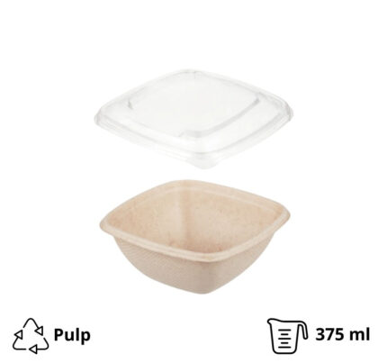 Posuda TF Sabert 375 ml 130x130x50 mm kraft za poklopcem, 500 kom