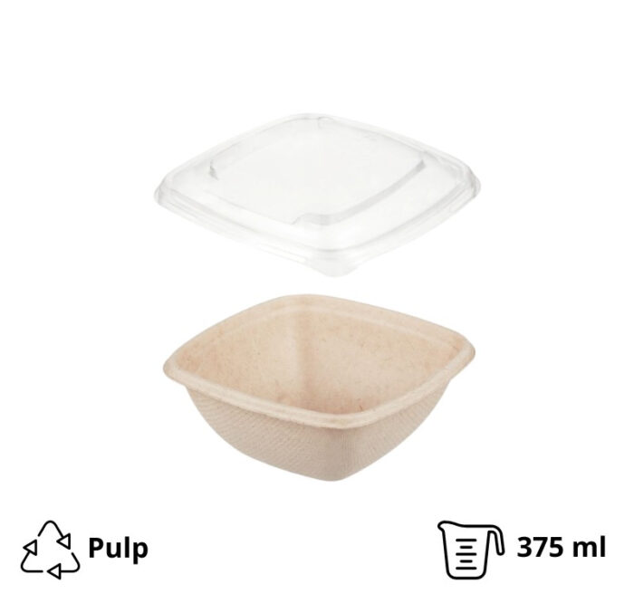 Posuda TF Sabert 375 ml 130x130x50 mm kraft za poklopcem, 500 kom