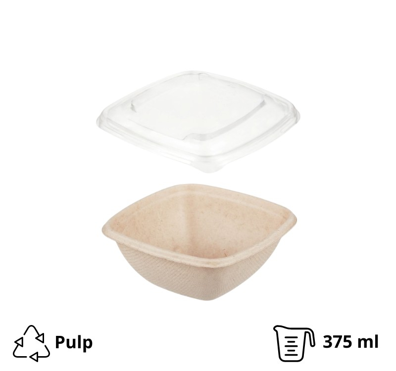 Posuda TF Sabert 375 ml 130x130x50 mm kraft za poklopcem, 500 kom