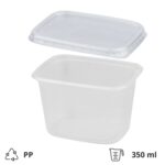 Posuda PP 350 mm 108,3x82,2x68 mm prozirna, sa poklopcem,100 kom, komplet