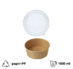 Papirnata posuda 1000 ml d=187 mm h=50 mm, kraft, sa PP poklopcem, 50 kom