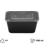 Posuda PP 1000 ml 176x124x80 mm crna sa poklopcem [50 kom/pak]