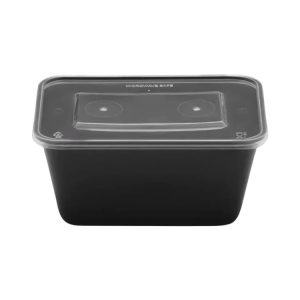 Posuda PP 1000 ml 176x124x80 mm crna sa poklopcem [50 kom/pak]