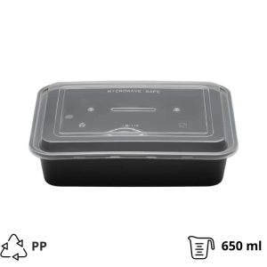 Posuda sa poklopcem PP 650 ml 173х123х49 mm crna 50 kom [50 kom/pak]