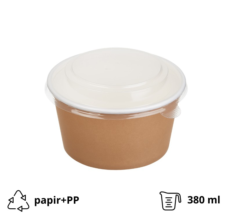 Kartonska kutija Tambien ECO s poklopcem 380 ml d=110 mm h=60 mm kraft 50 kom/pak (komplet)