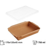 Papirnata posuda TUK TUK sa poklopcem 750 ml 170x120x45 mm kraft/kraft 50 kom (komplet)