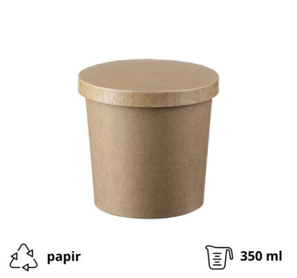 Kartonska posuda 340 ml d=90 mm h=85 mm kraft za poklopcem 50 kom/pak