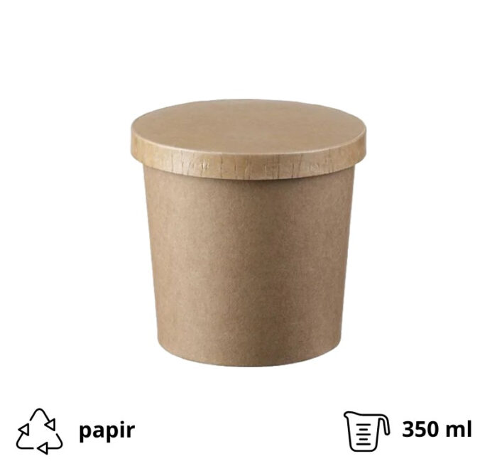 Kartonska posuda 340 ml d=90 mm h=85 mm kraft za poklopcem 50 kom/pak