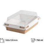 Papirnata posuda za  poklopcem 750 ml 160x120х45 mm kraft/bela 560 kom (komplet)