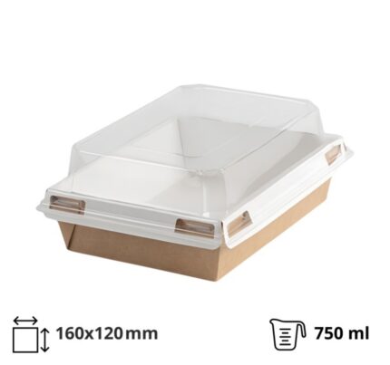 Papirnata posuda za  poklopcem 750 ml 160×120х45 mm kraft/bela 560 kom (komplet)
