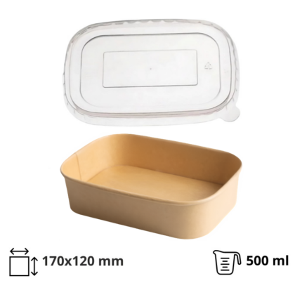Papirnata posuda za poklopcem 500 ml 170х120 mm kraft, 300 kom (komplet)