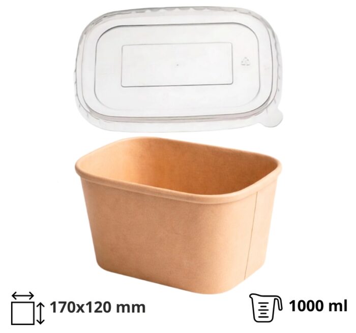 Papirnata posuda za poklopcem 1000 ml 170х120 mm kraft, 300 kom (komplet)