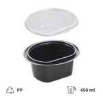 Posuda za supu PP 450 ml d=138 mm h=66 mm crna sa poklopcem, 50 kom (komplet)