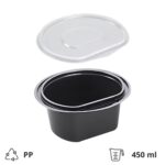 Posuda za supu PP 450 ml d=138 mm h=66 mm crna sa poklopcem, 50 kom (komplet)