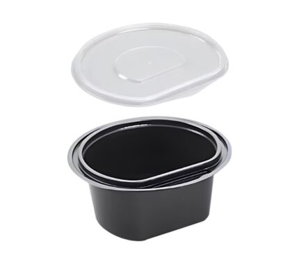 Posuda za supu PP 450 ml d=138 mm h=66 mm crna sa poklopcem, 50 kom (komplet)