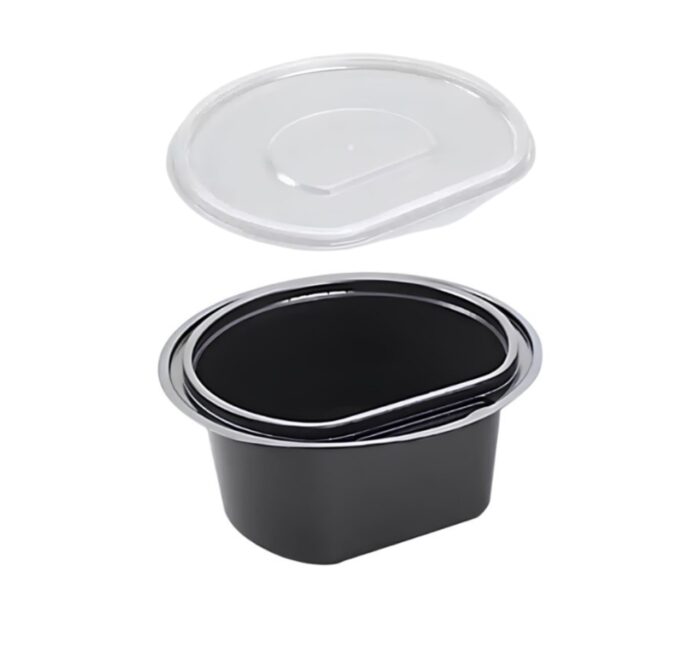 Posuda za supu PP 450 ml d=138 mm h=66 mm crna sa poklopcem, 50 kom (komplet)