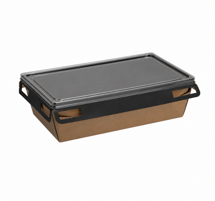 Papirnata posuda za poklopcem 750 ml 160×120х45 mm kraft/crna 560 kom (komplet)