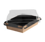Papirnata posuda za poklopcem 750 ml 160×120х45 mm kraft/crna, 560 kom (komplet)