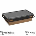Papirnata posuda za poklopcem 750 ml 160x120х45 mm kraft/crna 560 kom (komplet)