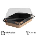 Papirnata posuda za poklopcem 750 ml 160×120х45 mm kraft/crna, 560 kom (komplet)