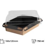 Papirnata posuda za poklopcem 750 ml 160x120х45 mm kraft/crna, 560 kom (komplet)