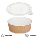 Kartonska posuda sa poklopcem Tambien ECO 1090 ml d=166 mm h=65 mm valoviti kraft, 100 kom (komplet)