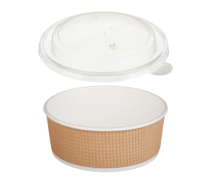 Kartonska posuda sa poklopcem Tambien ECO 1090 ml d=166 mm h=65 mm valoviti kraft, 100 kom (komplet)