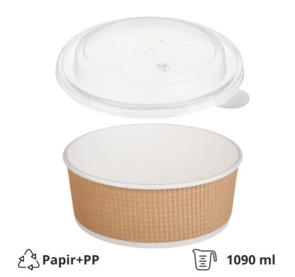 Kartonska posuda sa poklopcem Tambien ECO 1090 ml d=166 mm h=65 mm valoviti kraft, 100 kom (komplet)