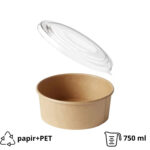 Papirnata posuda s poklopcem 750 ml kraft 50 kom (komplet)