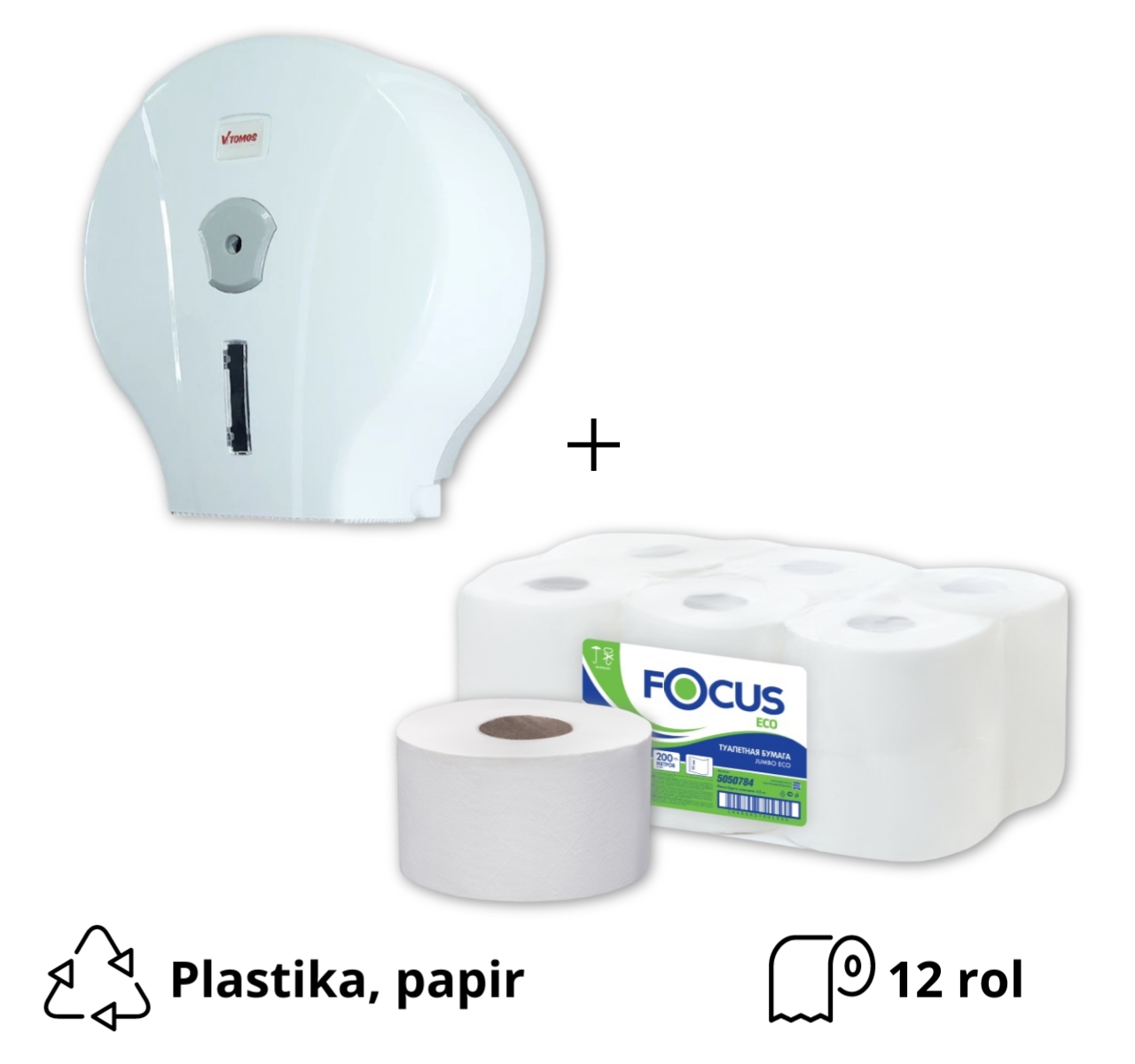 Komplet: držač toaletnog papira + toalet papir