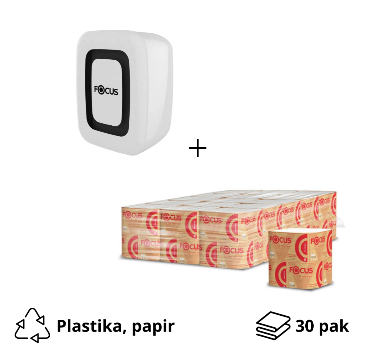 Komplet: dispenzer za toalet papir + toalet papir