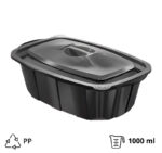 Posuda PP za toplu hranu 225x140x65 mm 1000 ml crna [50 kom/pak]