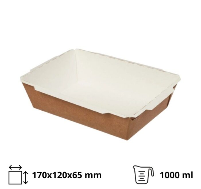 Papirnata posuda TUK TUK 1000 ml 170x120x65 mm kraft/bela 50 kom