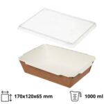 Papirnata posuda za poklopcem TUK TUK 1000 ml 170x120x65 mm kraft/bela 50 kom