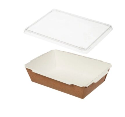 Papirnata posuda za poklopcem TUK TUK 1000 ml 170x120x65 mm kraft/bela 50 kom