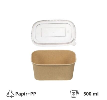 Papirnata posuda 500 ml kraft sa PP poklopcem [50 kom/pak]