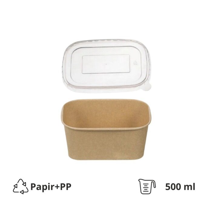 Papirnata posuda 500 ml kraft sa PP poklopcem [50 kom/pak]